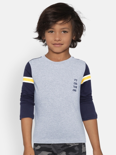 

United Colors of Benetton Boys Grey Melange & Navy Round Neck T-shirt
