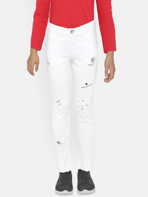 

United Colors of Benetton Boys Off-White Slim Fit Mid-Rise Clean Look Printed Jeans