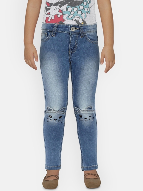 

United Colors of Benetton Girls Blue Slim Fit Mid-Rise Clean Look Stretchable Jeans