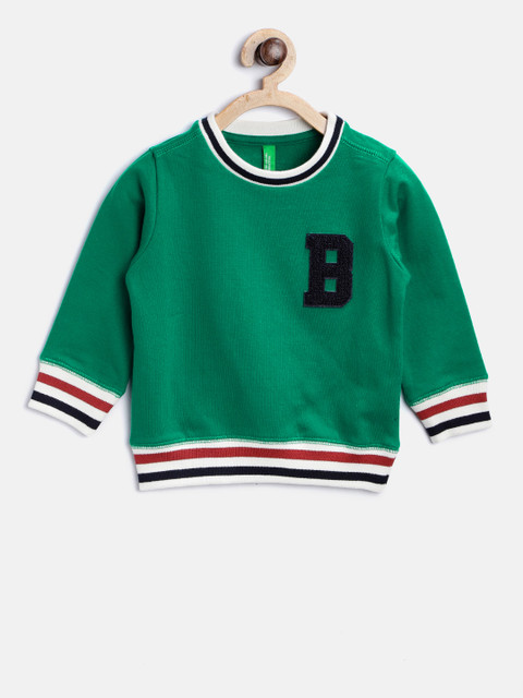 

United Colors of Benetton Boys Green Solid Sweatshirt