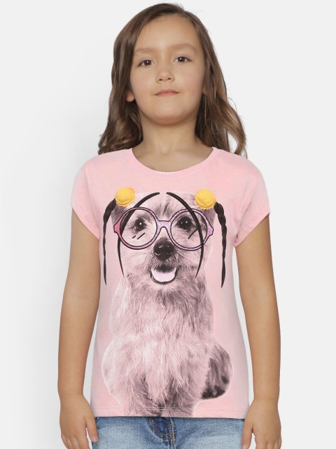 

United Colors of Benetton Girls Pink Printed Round Neck T-shirt