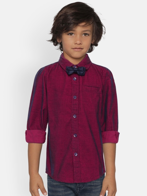 

United Colors of Benetton Boys Maroon Regular Fit Party Shirt