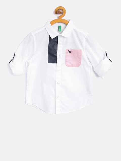 

United Colors of Benetton Boys White Regular Fit Solid Casual Shirt