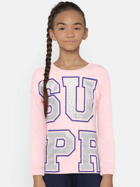 

United Colors of Benetton Girls Pink Printed Round Neck T-shirt