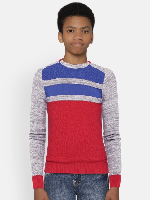 

United Colors of Benetton Boys Red & Blue Colourblocked Sweater