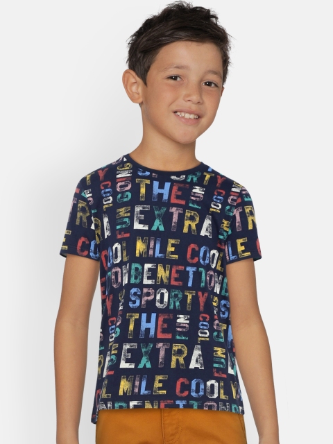 

United Colors of Benetton Boys Navy Blue Printed Round Neck T-shirt