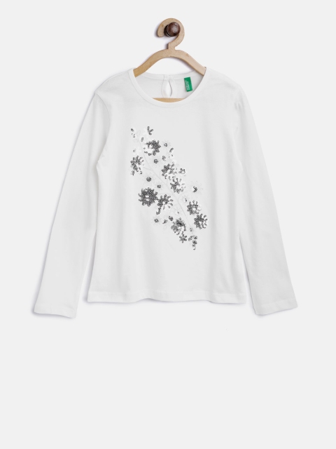 

United Colors of Benetton Girls White Sequinned Top