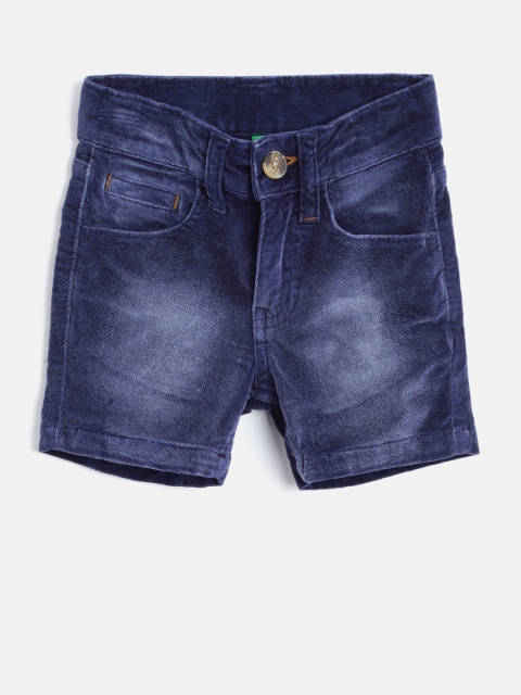 

United Colors of Benetton Boys Navy Blue Washed Denim Shorts