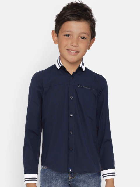 

United Colors of Benetton Boys Navy Regular Fit Solid Casual Shirt, Navy blue