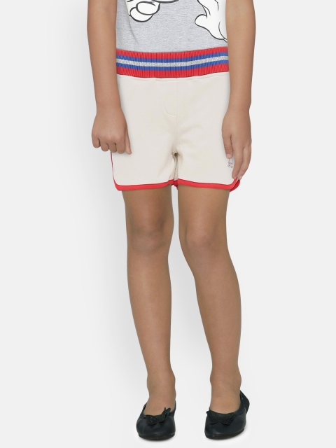 

United Colors of Benetton Girls Cream-Coloured Solid Regular Fit Shorts
