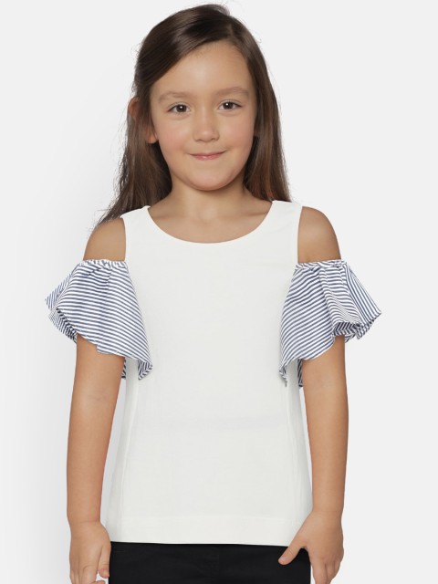

United Colors of Benetton Girls Off-White Cold-Shoulder Top