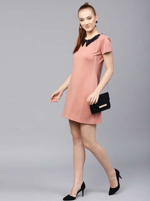 

SASSAFRAS Women Pink Solid Shift Dress