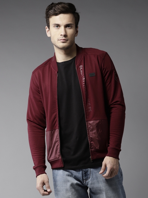 

Flying Machine Men Burgundy Solid Sweatshirt