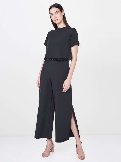 

AND Women Black Solid Basic Jumpsuit