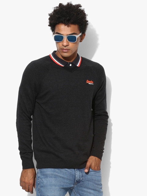 

Superdry Men Black Solid Sweater