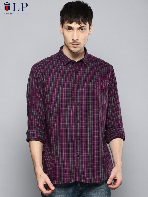 

Louis Philippe Sport Men Purple & Black Slim Fit Checked Casual Shirt