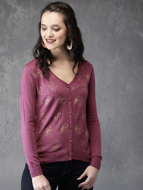 

Anouk Women Purple Printed Cardigan