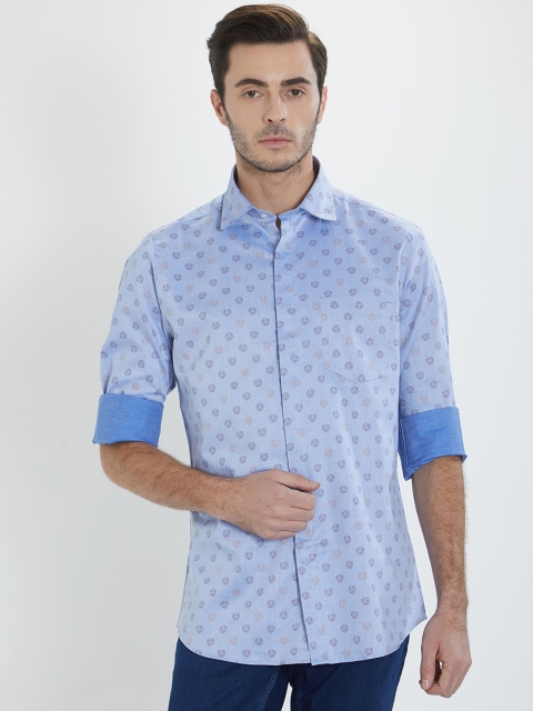

Solemio Men Blue Regular Fit Printed Casual Shirt