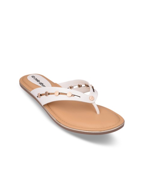 

pelle albero Women White Solid Open Toe Flats