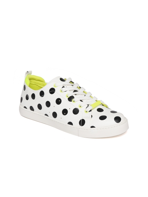 

ALDO Women White & Black Polka Dot Print Sneakers