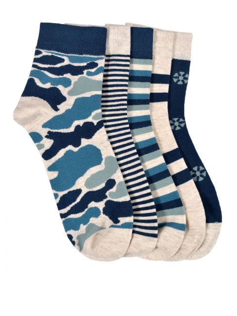 

VINENZIA Unisex Pack of 5 Patterned Above Ankle Socks, Beige