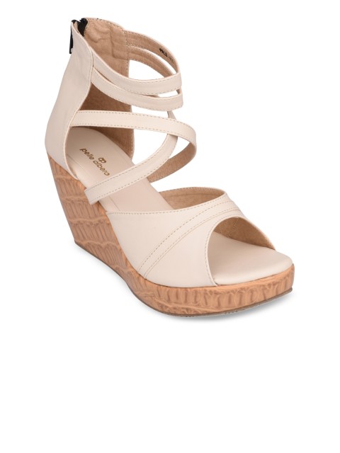 

pelle albero Women Cream-Coloured Solid Gladiators
