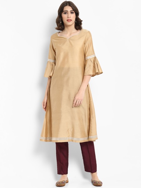 

Abhishti Women Gold-Toned Solid A-Line Kurta