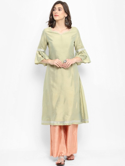 

Abhishti Women Green Solid A-Line Kurta