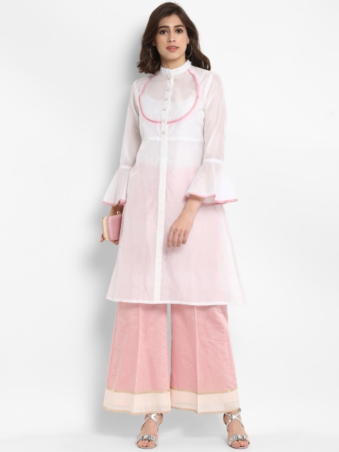 

Abhishti Women White Solid A-Line Kurta