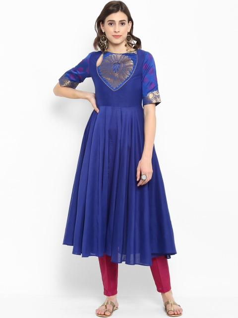 

Abhishti Women Blue Woven Design Anarkali Kurta