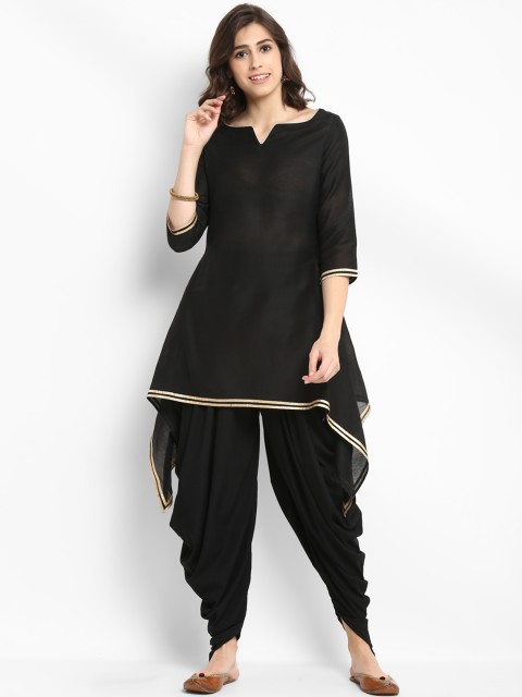 

Abhishti Women Black Solid A-Line Kurta