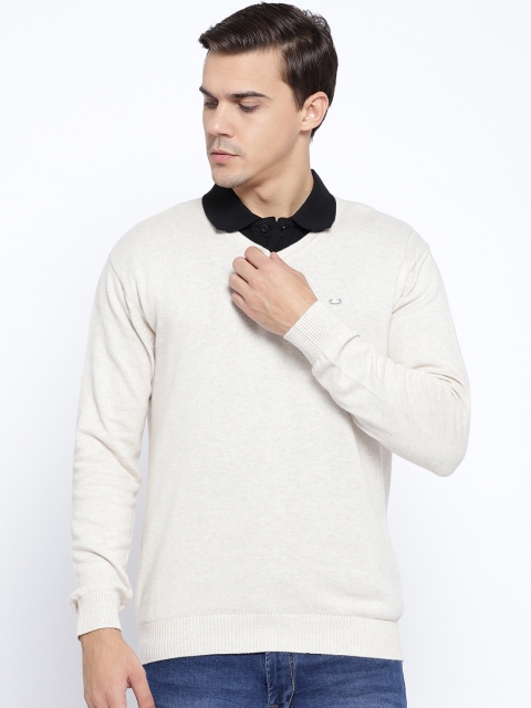 

Duke Men Off-White Solid Sweater