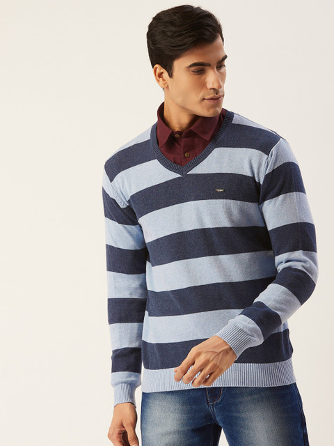 

Duke Men Blue Striped Sweater