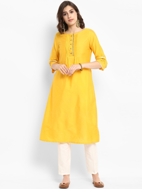 

Abhishti Women Yellow Solid A-Line Kurta