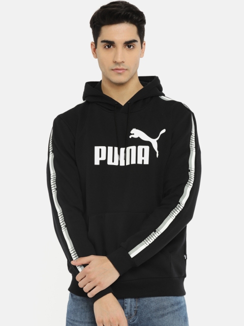 

Puma Men Black ELEVATED ESS Tape Printed Hooded Sweatshirt