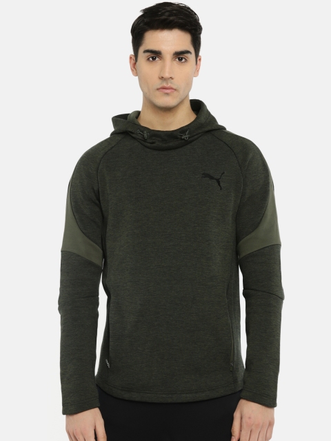 

Puma Men Olive Green Regular Fit ESS Logo Crew Sweatshirt