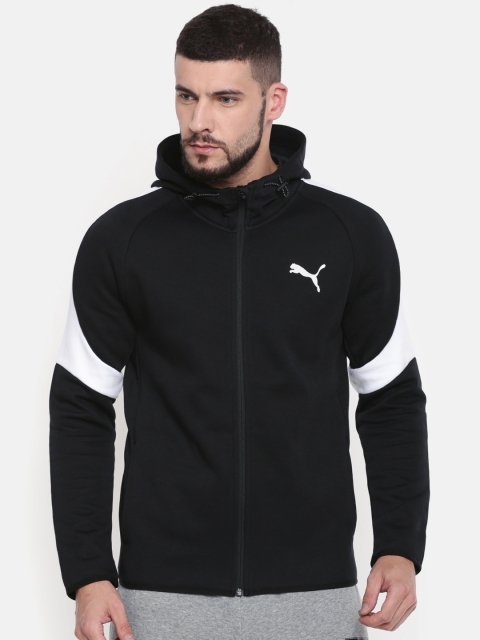 

Puma Black Slim Fit Evostripe Core FZ Hooded Sporty Jacket