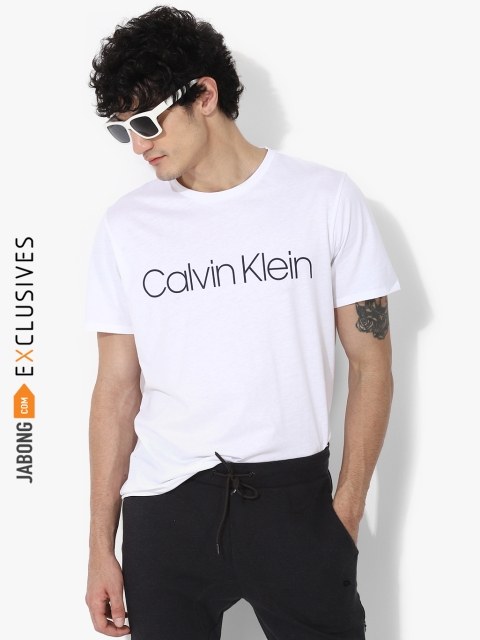 

Calvin Klein Men White Printed Round Neck T-shirt