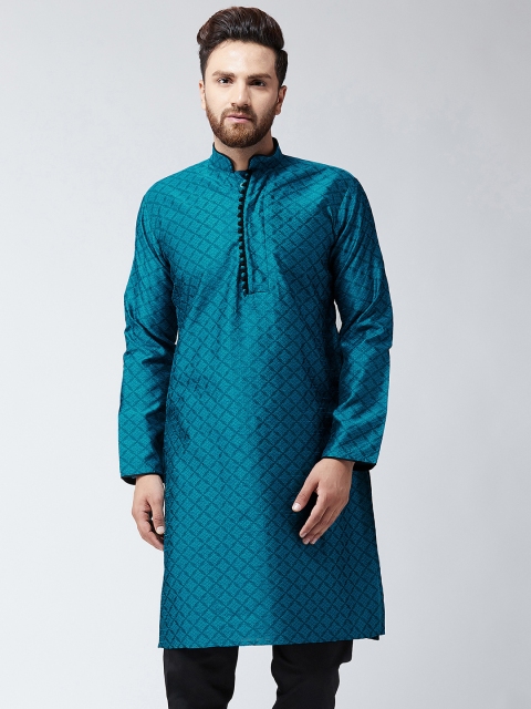 

SOJANYA Men Blue Woven Design Straight Kurta