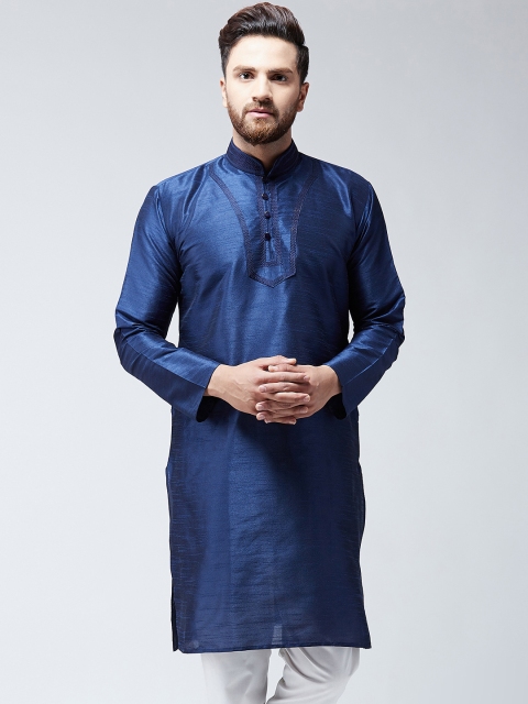 

SOJANYA Men Blue Solid Straight Kurta