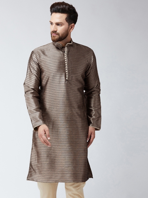 

SOJANYA Men Bronze-Toned Woven Design Straight Kurta
