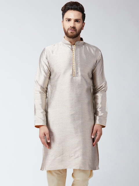 

SOJANYA Men Grey Woven Design Straight Kurta