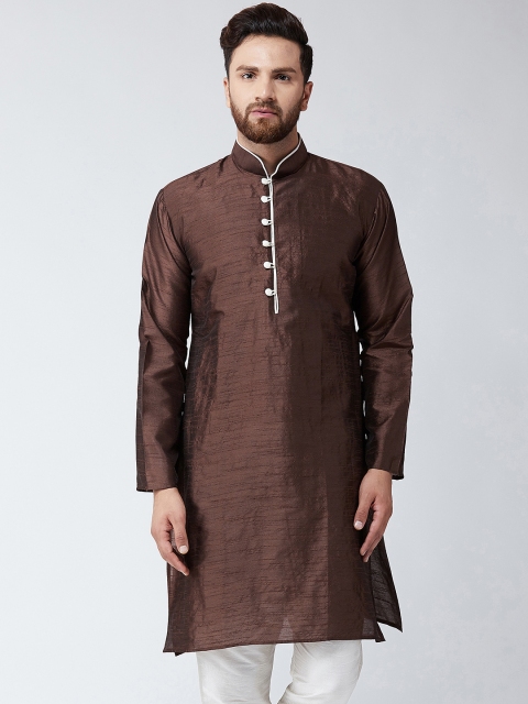 

SOJANYA Men Brown Solid Straight Kurta