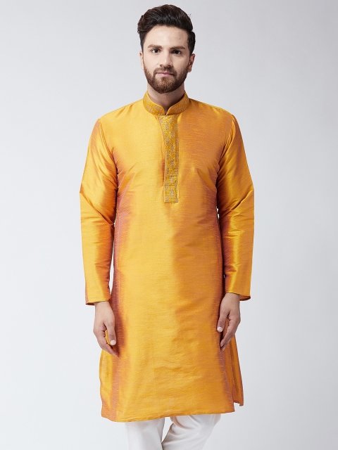 

SOJANYA Men Mustard Solid Straight Kurta