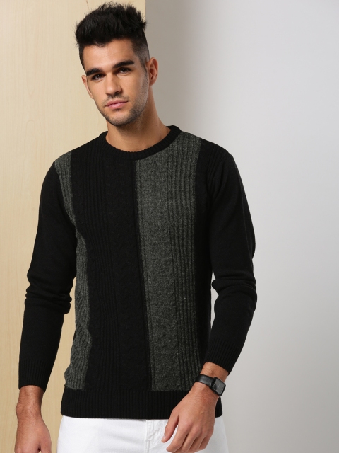 

INVICTUS Men Black & Grey Colourblocked Pullover