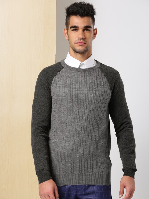 

INVICTUS Men Grey Self Design Pullover