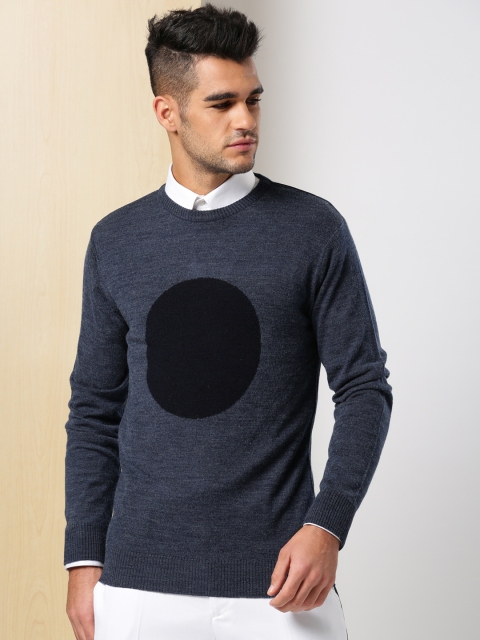 

INVICTUS Men Blue Printed Pullover