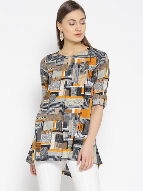 

Global Desi Women Grey Printed Top