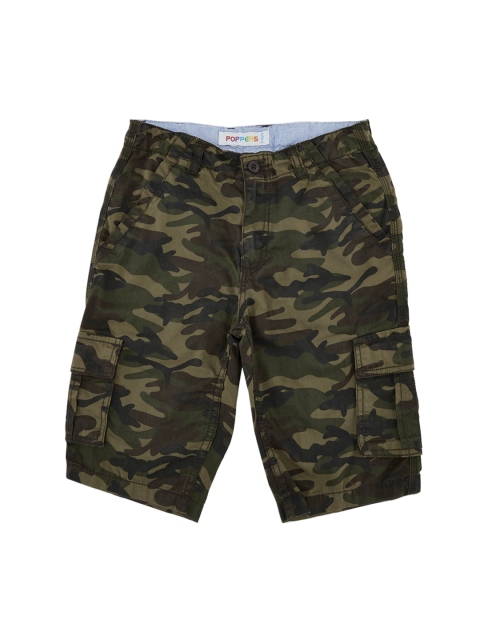 

POPPERS by Pantaloons Boys Olive Green Printed Regular Fit Cargo Shorts