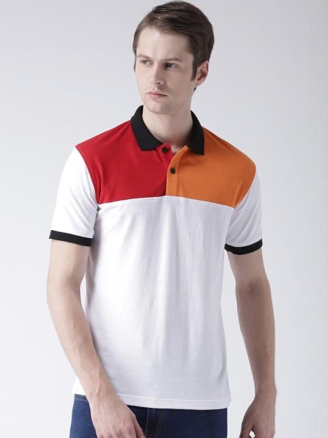 

Club York Men White Colourblocked Polo Collar T-shirt